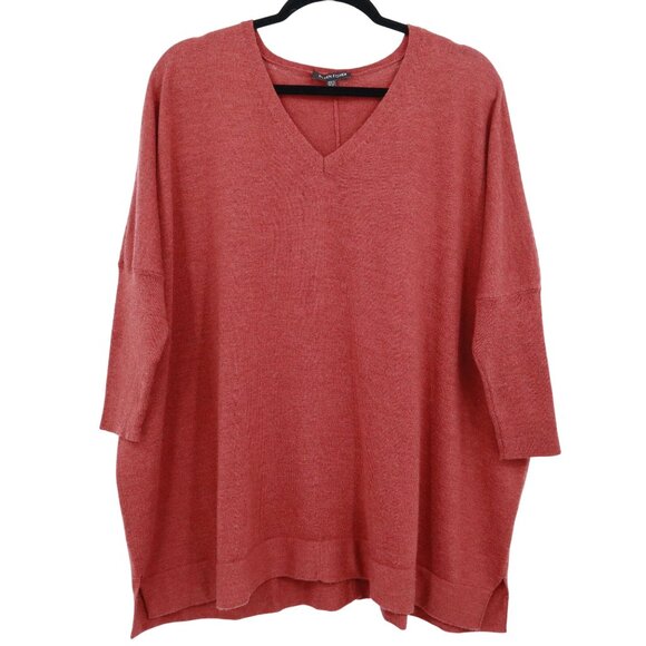 Eileen Fisher Merino Wool Sweater Womens M Red Classic Academia Preppy Twee - Picture 1 of 16